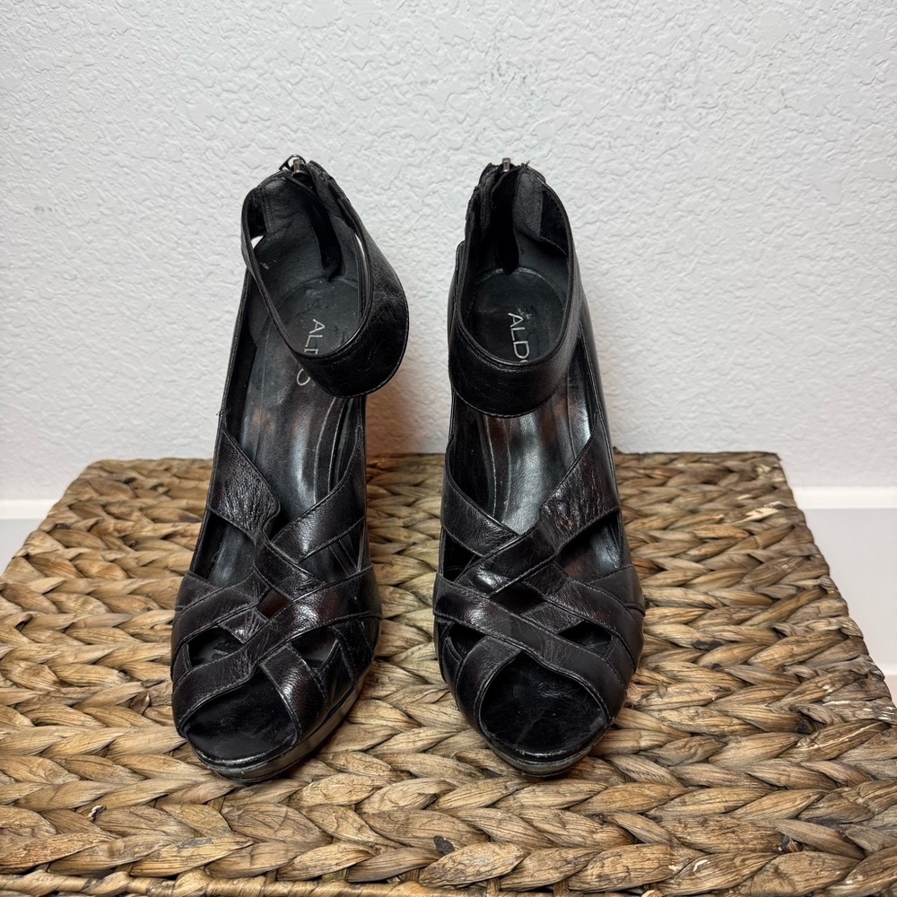 Aldo Black Strappy Heels - Picture 2 of 7
